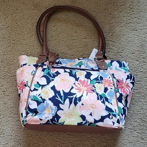 Pop Floral Navy Modernist Tote NWT